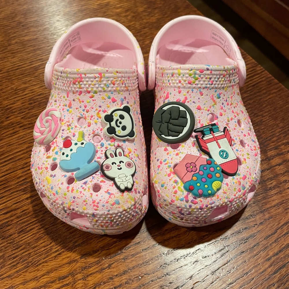 Kids CROCS with Colorful Charms size 9
